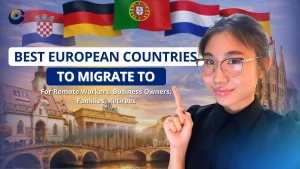 Best European Countries to Migrate to for Entrepreneur and Families Seeking Safety include flags of 5 countries: croatia, portugal