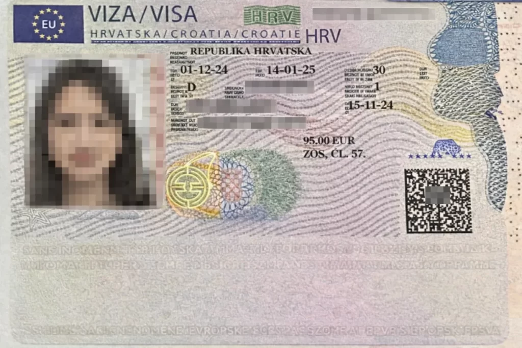 Croatia visa example