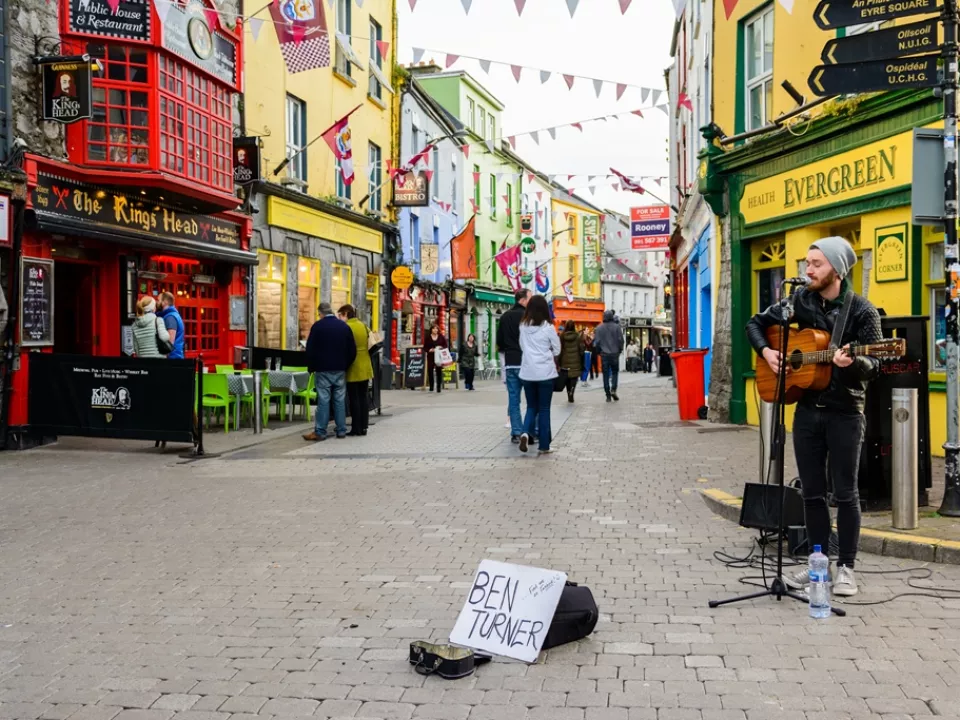 local musician playing at galway street ireland top 10 safest countries in Europe