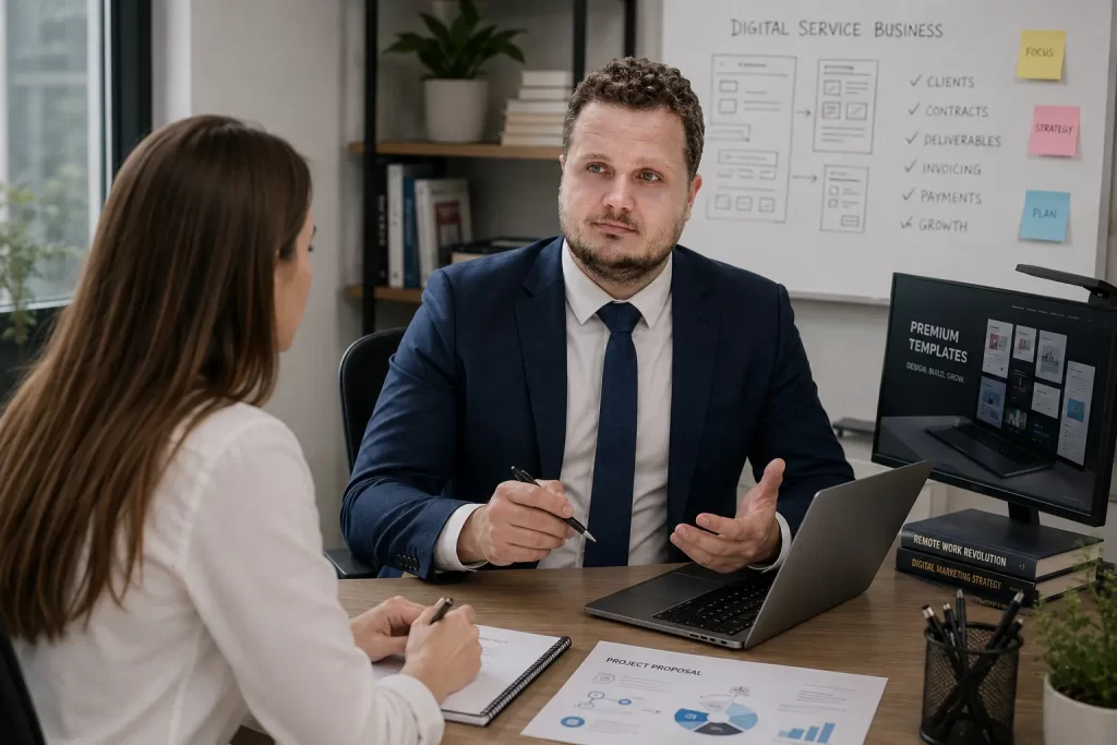 Prof. Dr. Šime Jozipović advising an entrepreneur on setting up a digital service business in Croatia